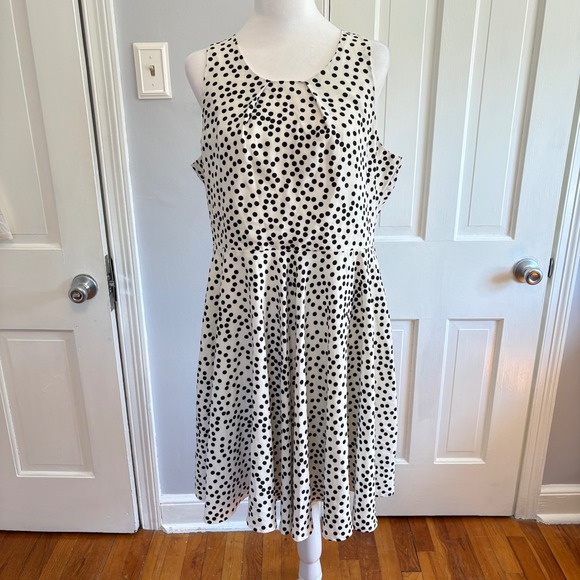 41 Hawthorn Dresses & Skirts - 41 Hawthorn Women XL Fit and Flare Dress White Black Polka Dot Sleeveless